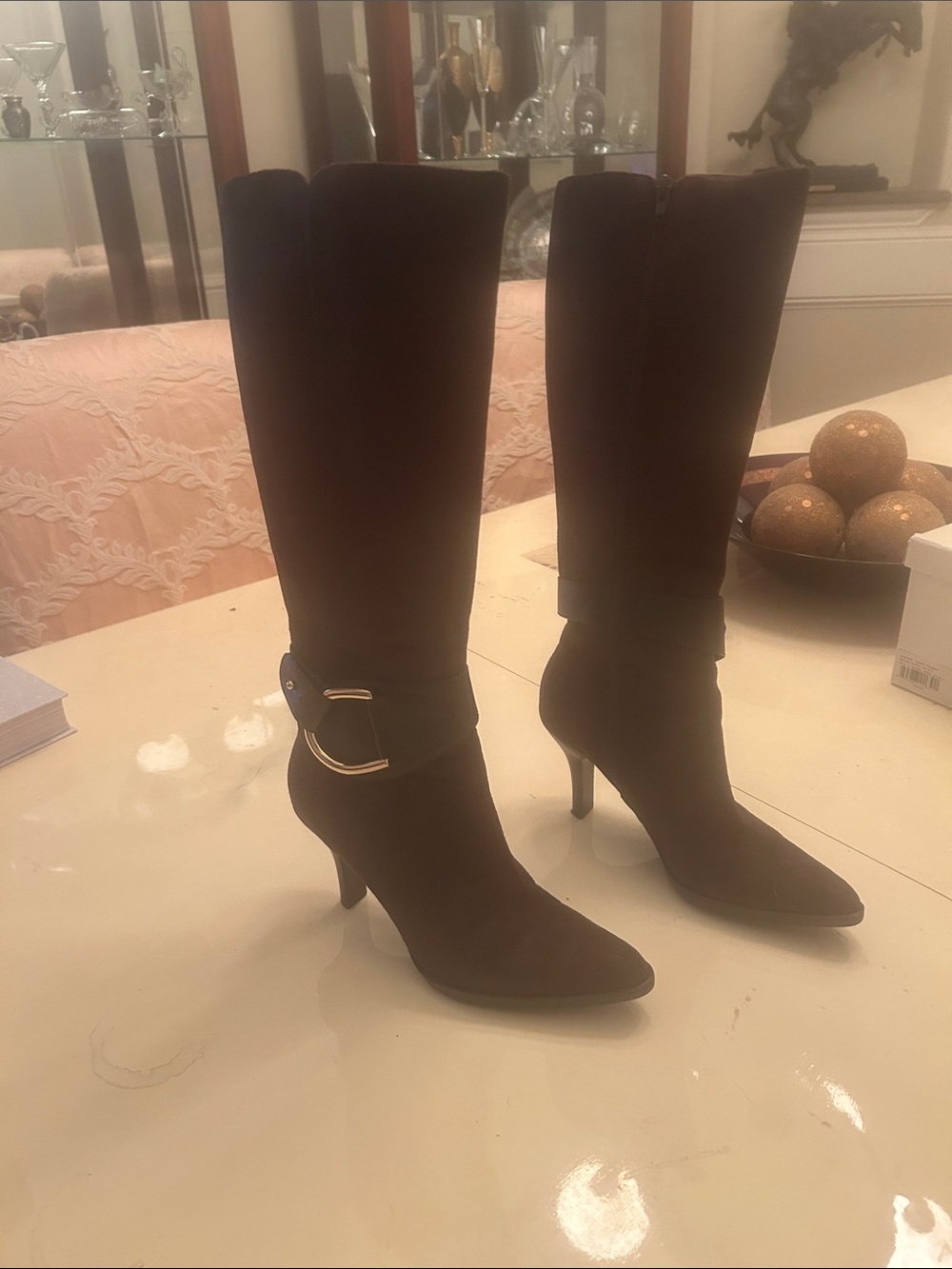 Nine West Classic Women's Knee-High Pointed Toe Stiletto Boots - Brown Size 7.5